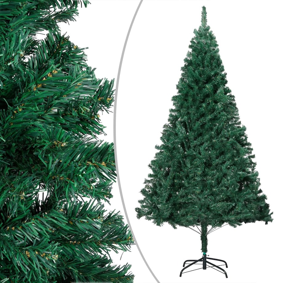 vidaXL Sztuczna choinka z lampkami i bombkami, zielona, 150 cm, PVC