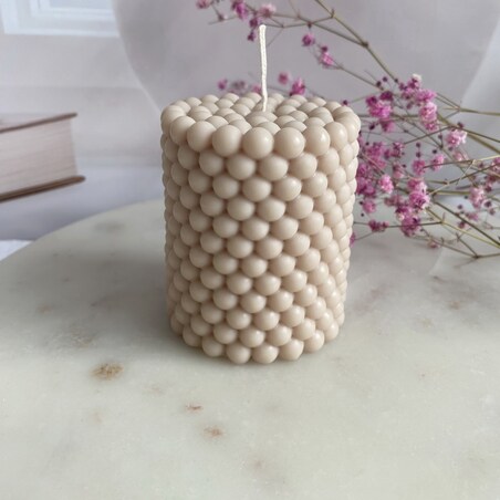 Świeca ekologiczna sojowa dekoracyjna "Bubbles" 60x75mm beżowa