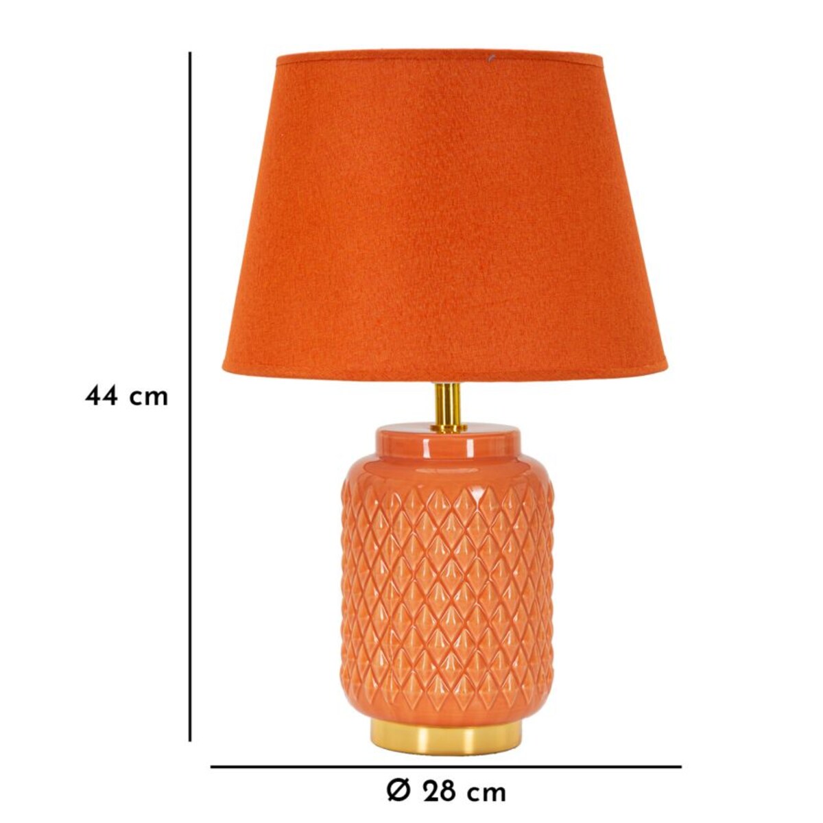Lampa stołowa, kolor pomarańczowy, ceramika, żelazo i tkanina, 28 x 28 x 44 cm, kształt kwadratowy, 1 x E27, do salonu i sypialni, Mauro Ferretti
