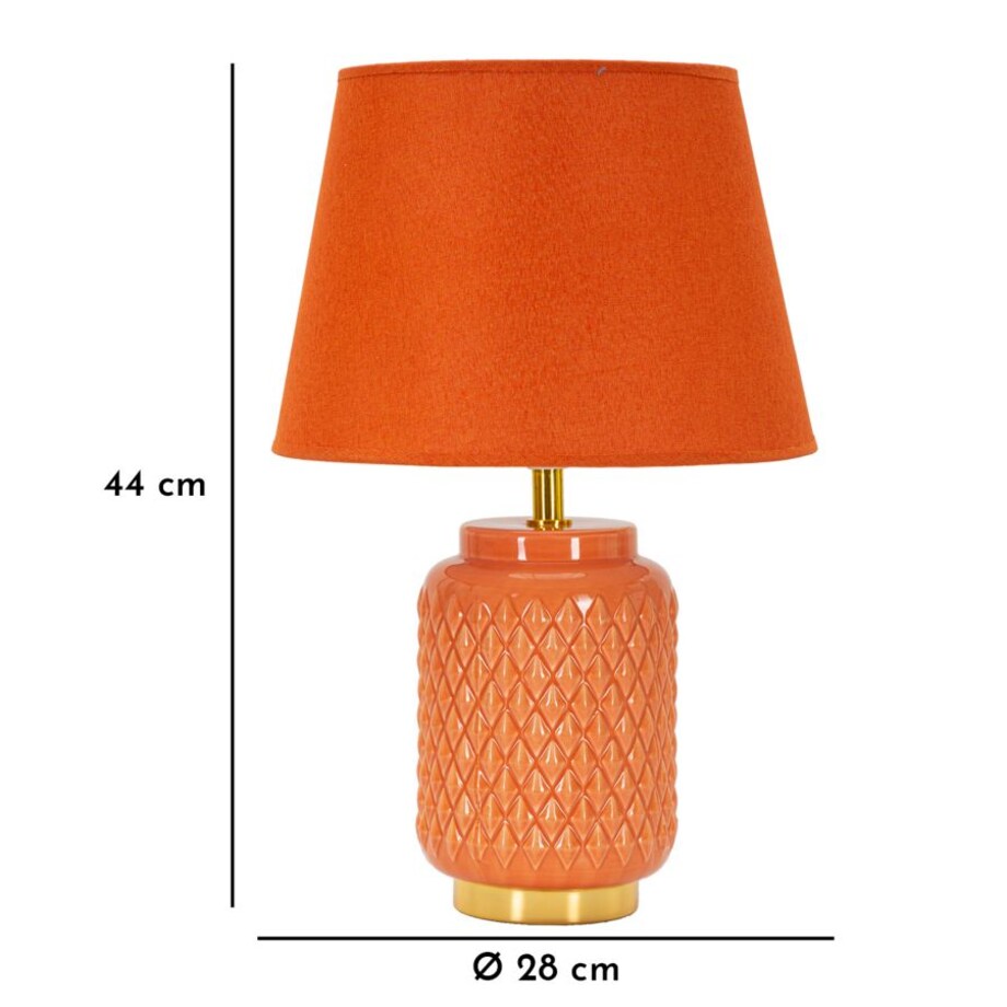 Lampa stołowa, kolor pomarańczowy, ceramika, żelazo i tkanina, 28 x 28 x 44 cm, kształt kwadratowy, 1 x E27, do salonu i sypialni, Mauro Ferretti