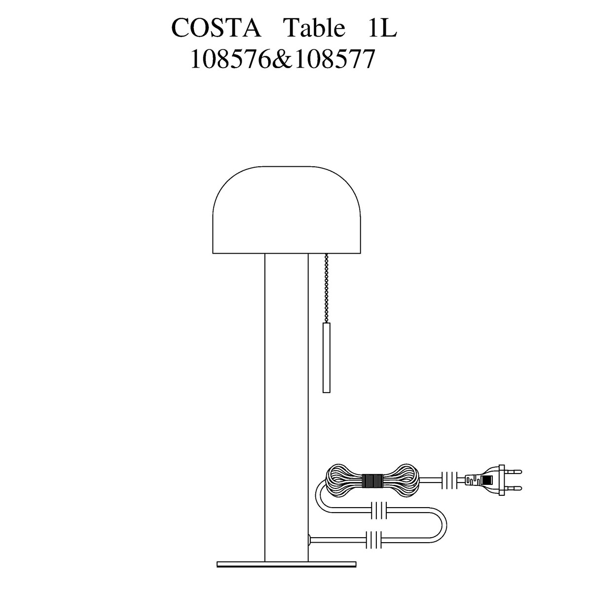 Biurkowa lampka Costa 108577 Markslojd włącznik pociągowy grzyb biały nikiel
