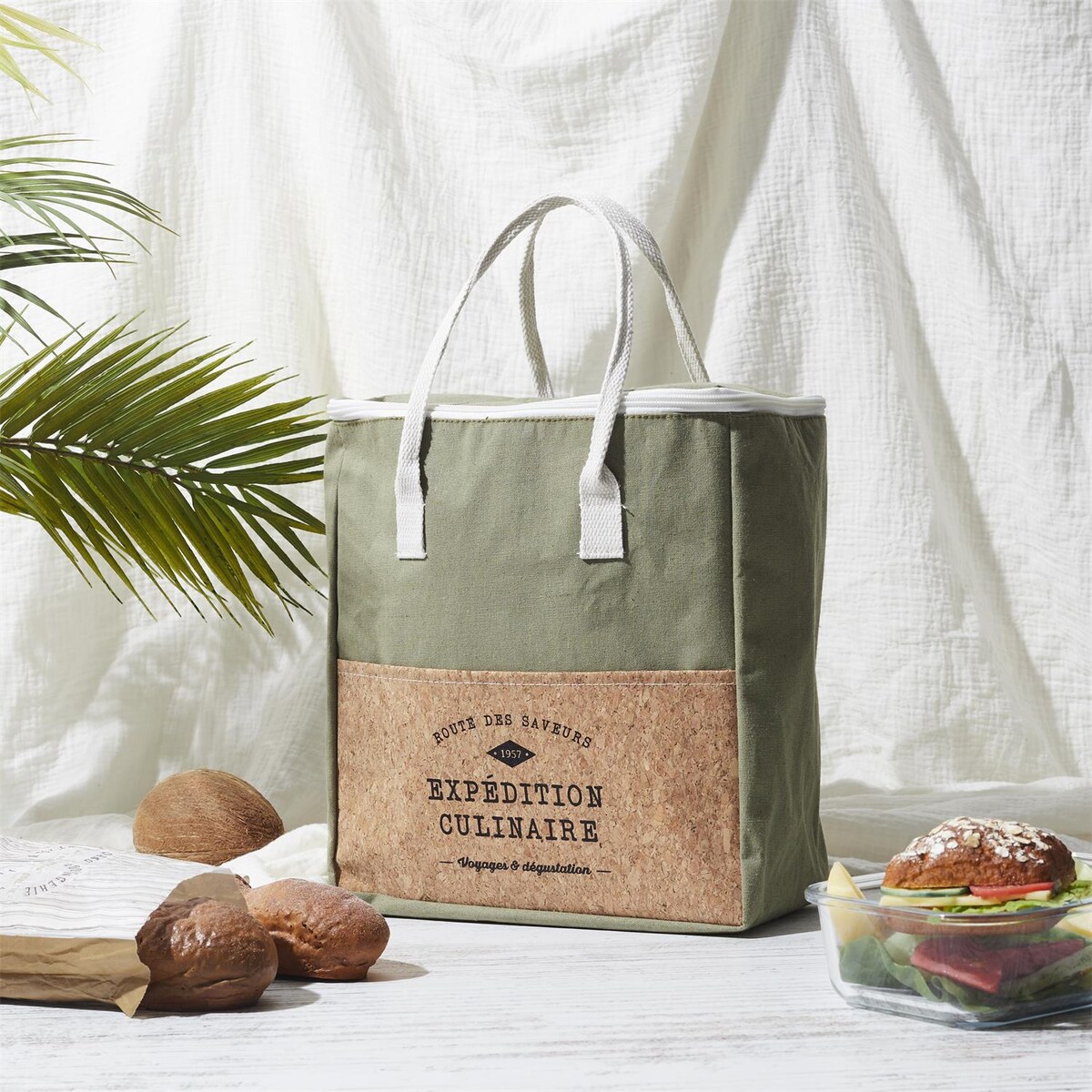 TORBA NA LUNCH Refreshing Cork 8L zielona design z korkiem