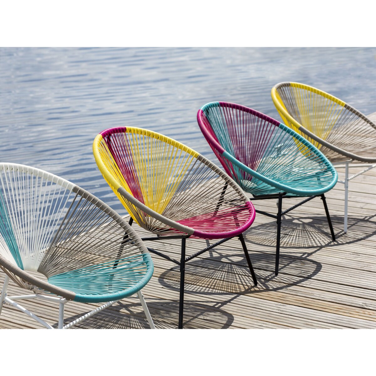 Krzesło z technorattanu różowo-niebieskie ACAPULCO