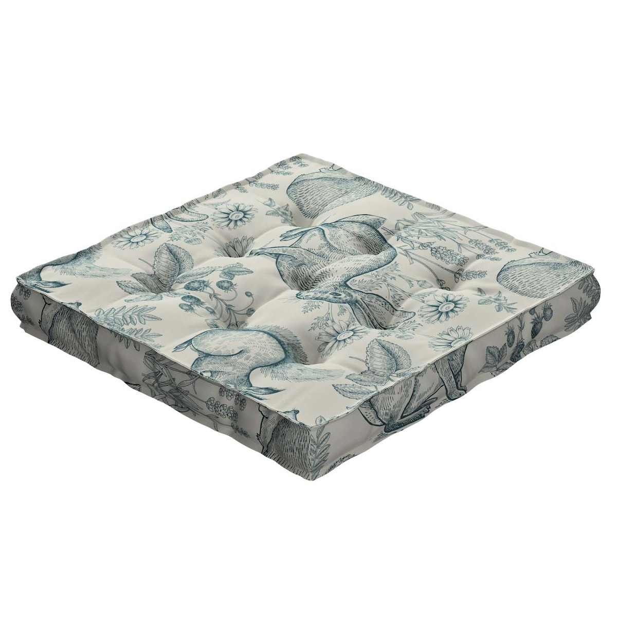 Siedzisko Tomi, ecru-niebieski, 40 x 40 x 6 cm, Magic Collection