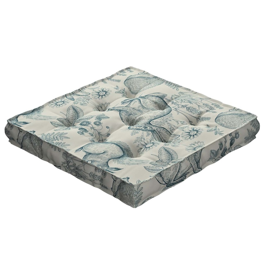 Siedzisko Tomi, ecru-niebieski, 40 x 40 x 6 cm, Magic Collection