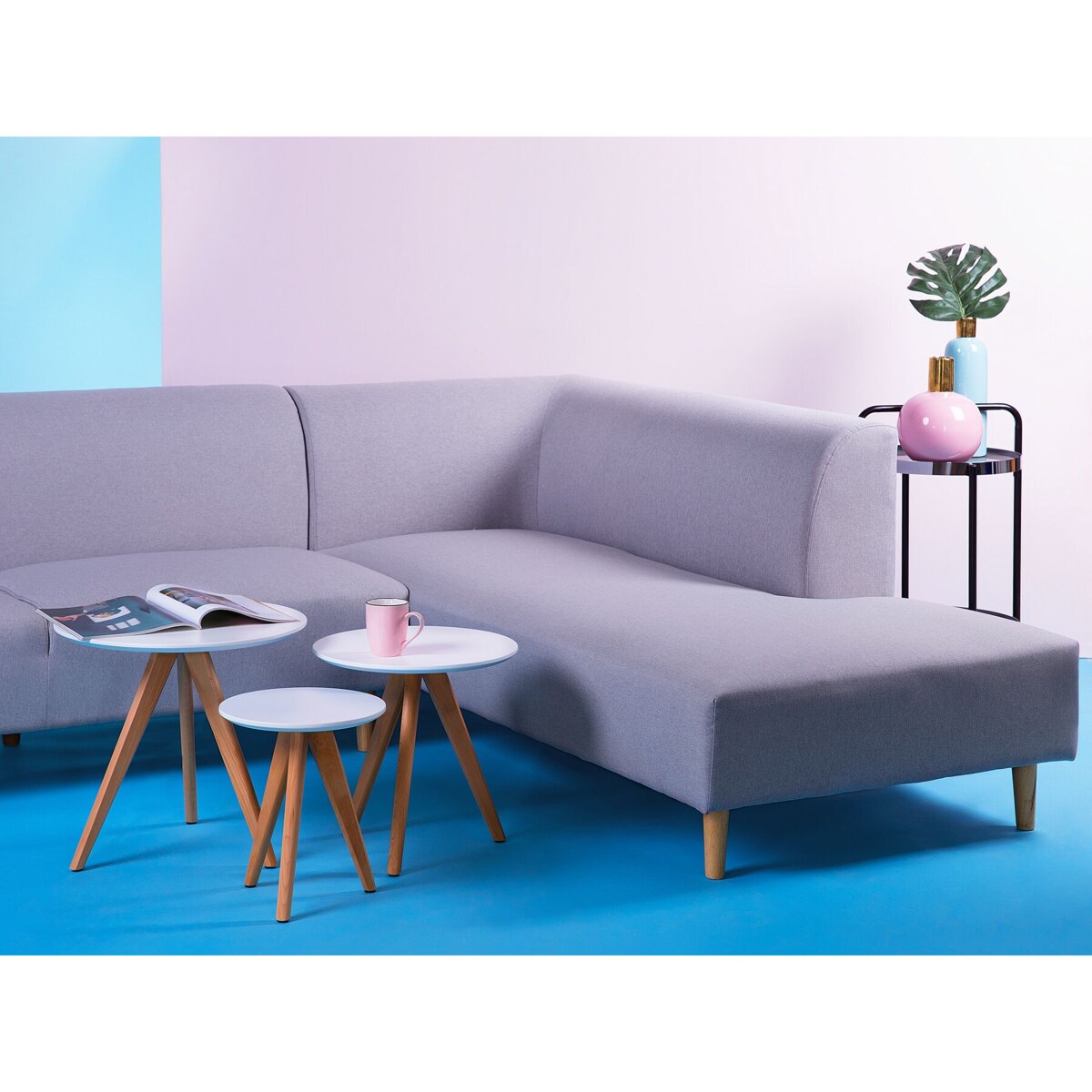 Zestaw 3 stolików kawowych biały VEGAS