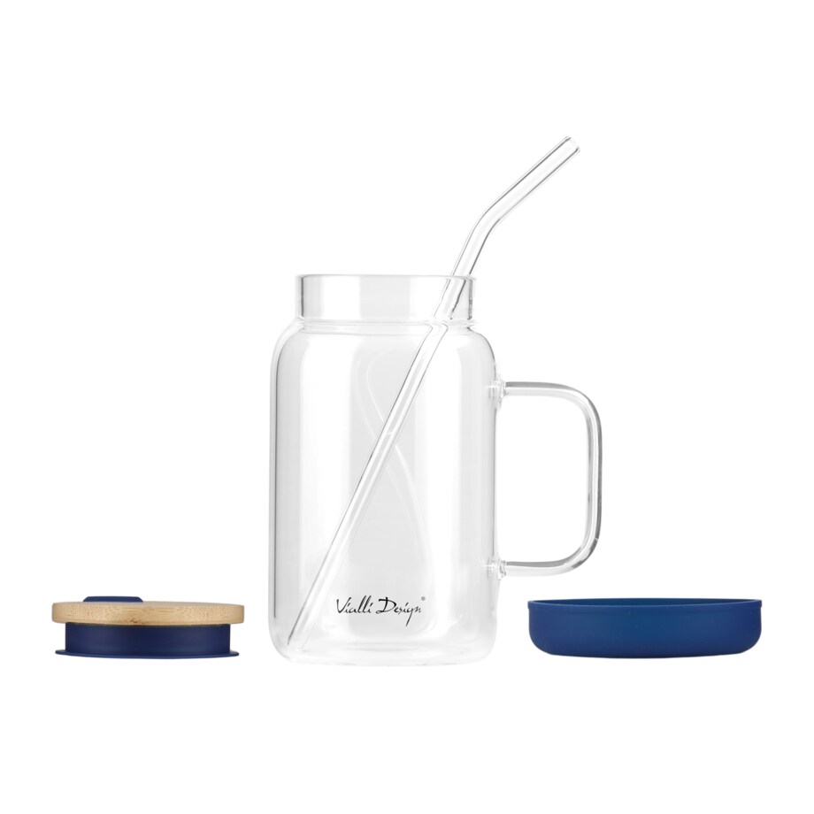 Słoik ze słomką 600 ml granatowy Fuori 29811