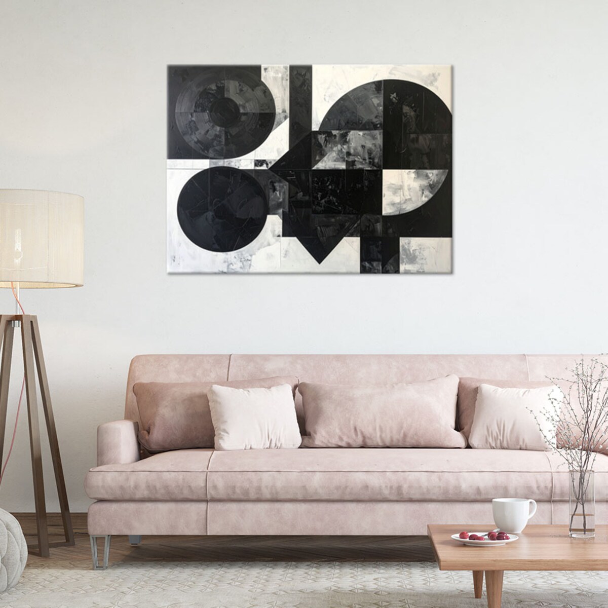 Obraz do salonu biura loftu, Abstrakcja tekstura koła kształty czarno biały