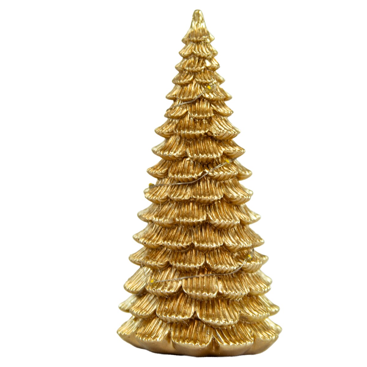 Choinka Led Złota Świecąca Figurka 15,5 Cm Ozdobna Dekoracja Świąteczna Na Baterie