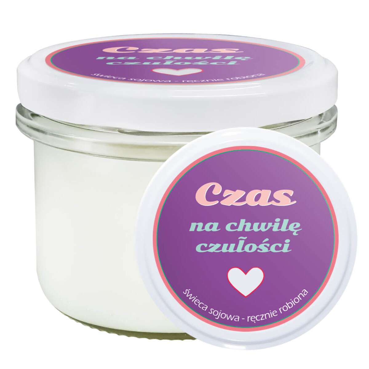 Naturalna świeca sojowa zapachowa "CZAS NA CHWILĘ CZUŁOŚCI" romantyczny prezent upominek na walentynki rocznice dla chłopaka dziewczyny niej niego żony męża kobiety faceta mężczyzny