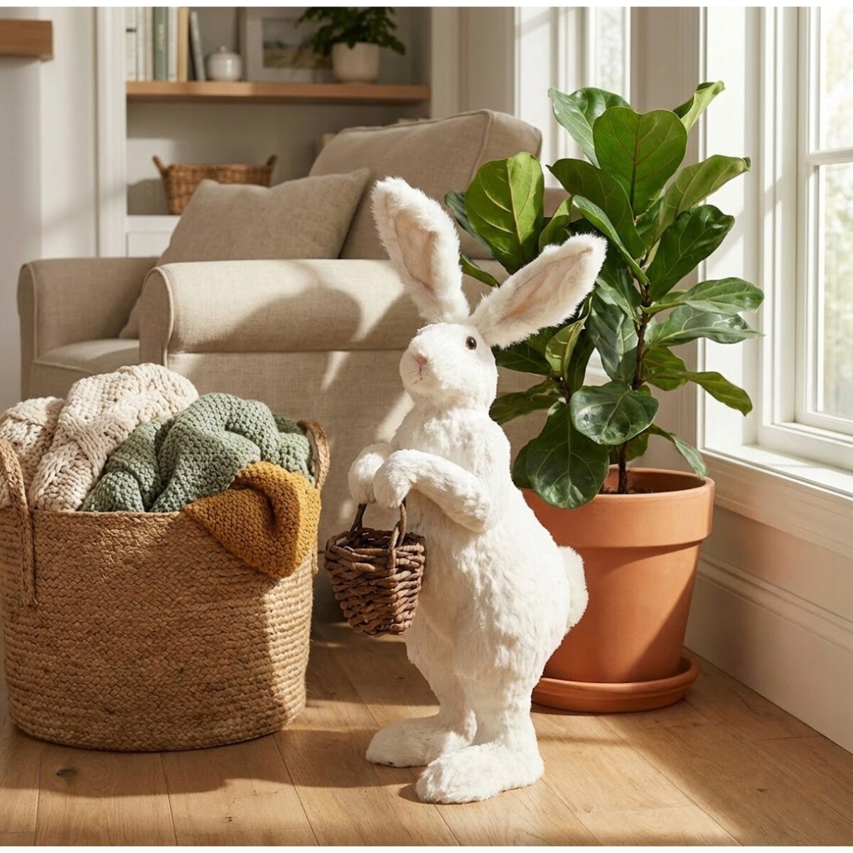 ZAJĄC WIELKANOCNY XL FIGURKA ZAJĄCZEK KRÓLIK DUŻY DO SALONU DOMU WIELKANOC