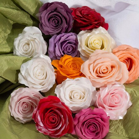 RÓŻA 5 warstwowa Z POŁYSKIEM czerwony KWIATY MYDLANE na bukiet stroik 3szt