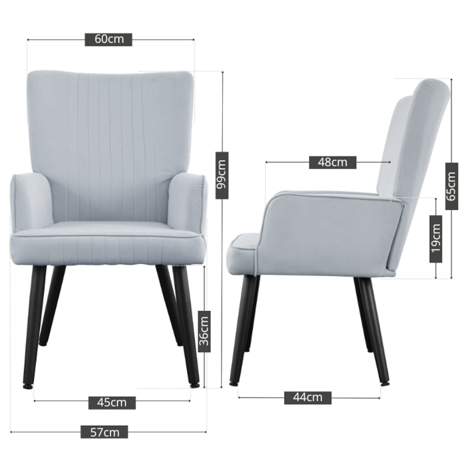 Fotel uszak do salonu wypoczynkowy welurowy tapicerowany jasnoszary