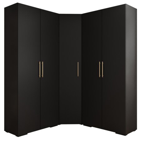 Garderoba wysoka do przedpokoju INOVA 3 Z5 czarny+złoty
