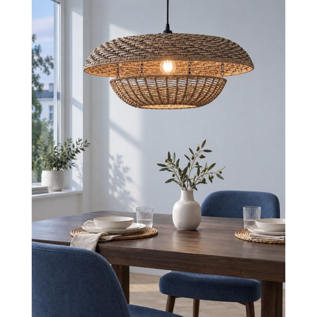 Lampa wisząca KIDEPO Papierowa plecionka Brązowy