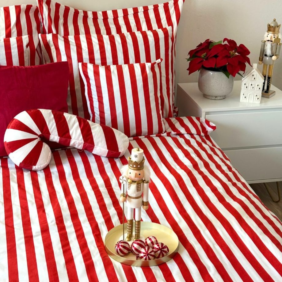 Pościel bawełniana 160x200 cm Pasy Czerwone paski geometryczna Szyte w Polsce