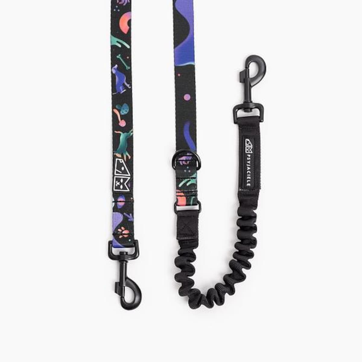 Smycz przepinana z amortyzatorem dla psa lub kota "Psychodelia"