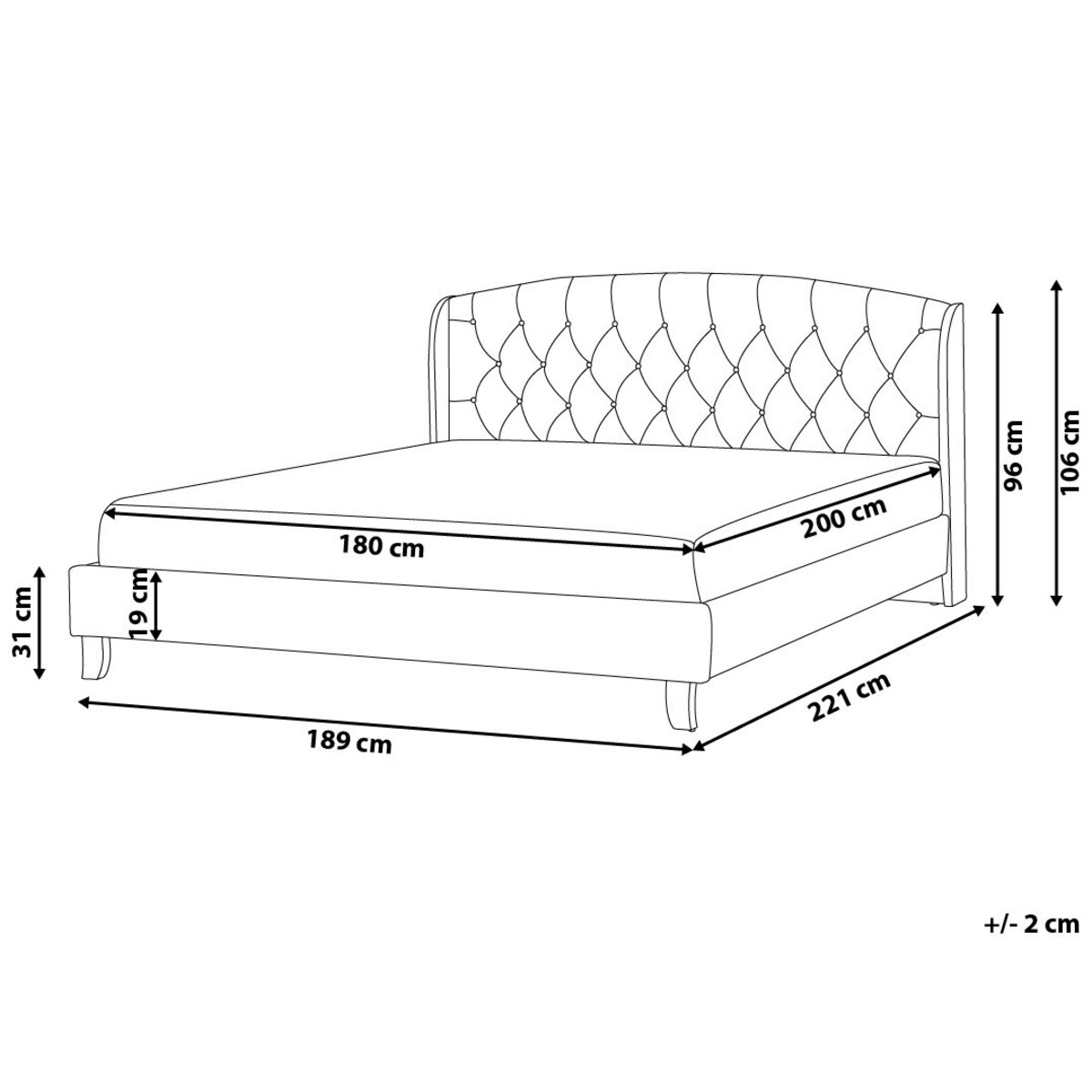 Łóżko tapicerowane 180 x 200 cm beżowe BORDEAUX
