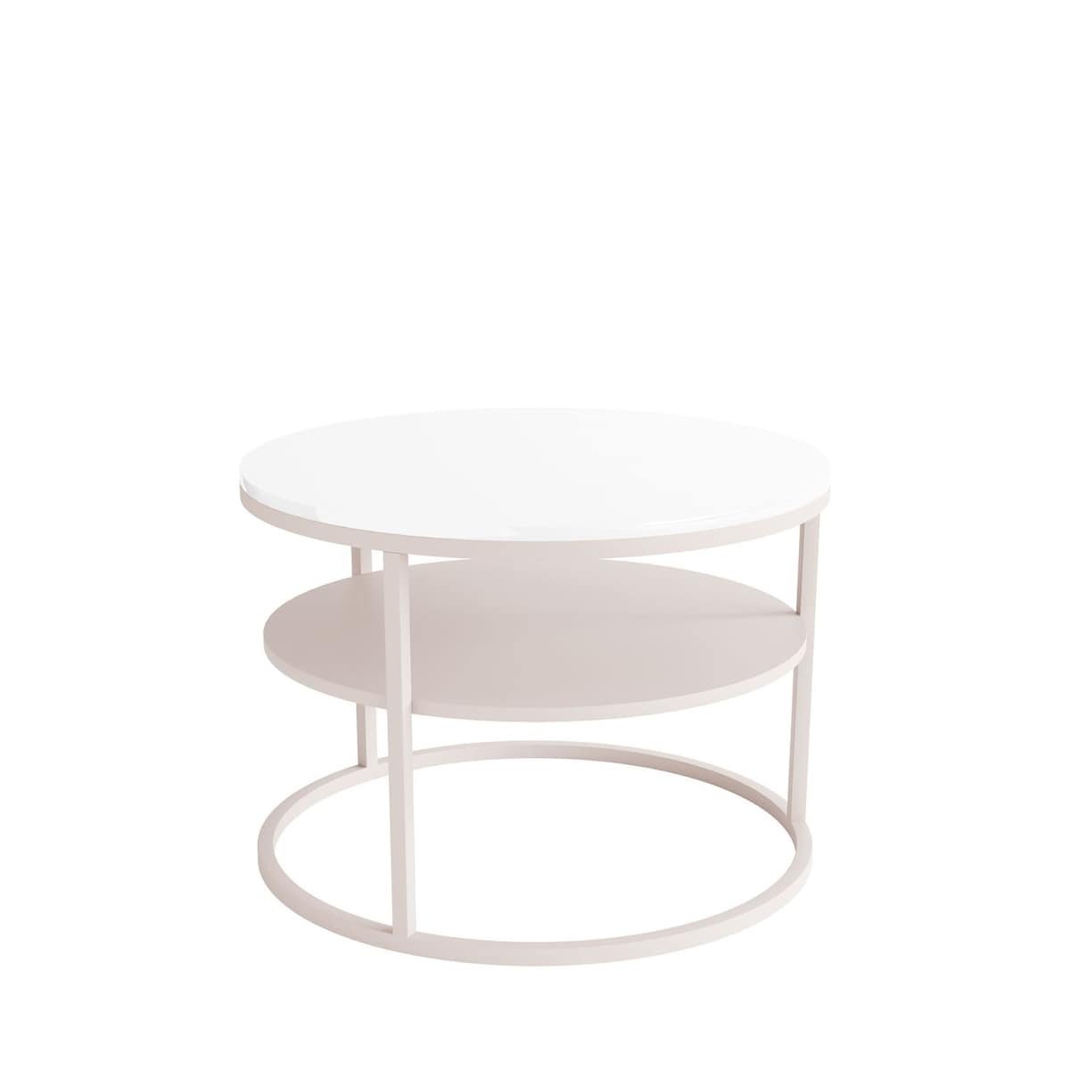 Stolik Kawowy CIRI KASZMIR wysoki połysk z półką, blat biały połysk