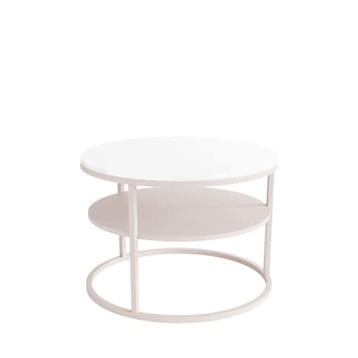 Stolik Kawowy CIRI KASZMIR wysoki połysk z półką, blat biały połysk