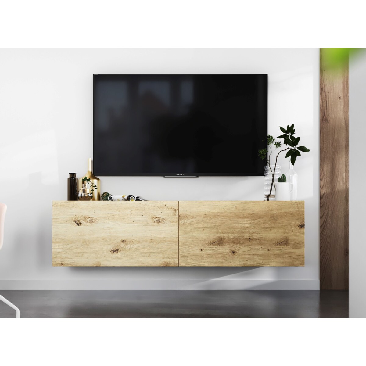 Wisząca Szafka RTV Komoda Loft Industrialna Dąb Artisan MAT 120 cm