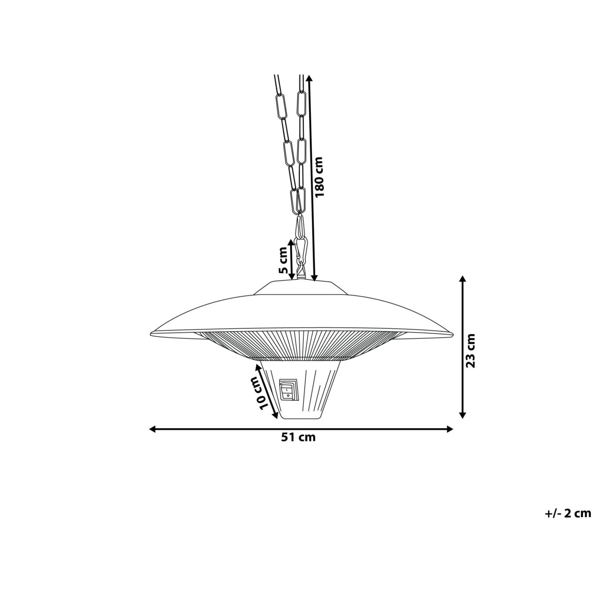 Elektryczny promiennik wiszący srebrny KABA