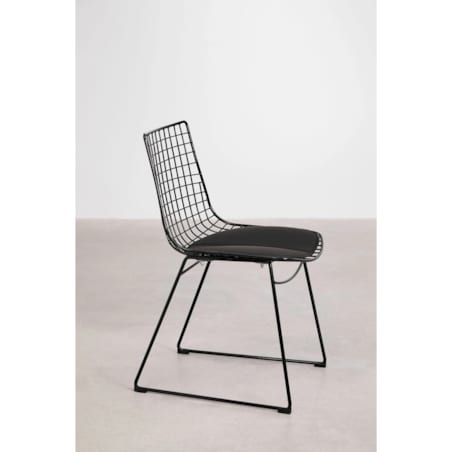 Krzesło metalowe, czarne z czarną poduszką Renee