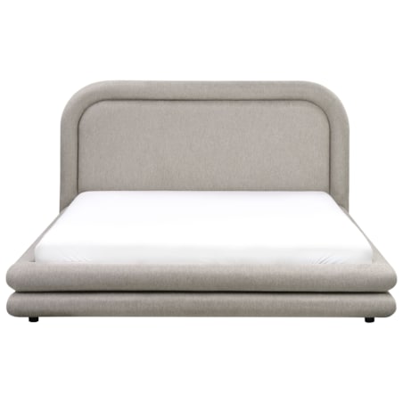 Łóżko Len syntetyczny LAVARDENS 160 x 200 cm Beżowoszary