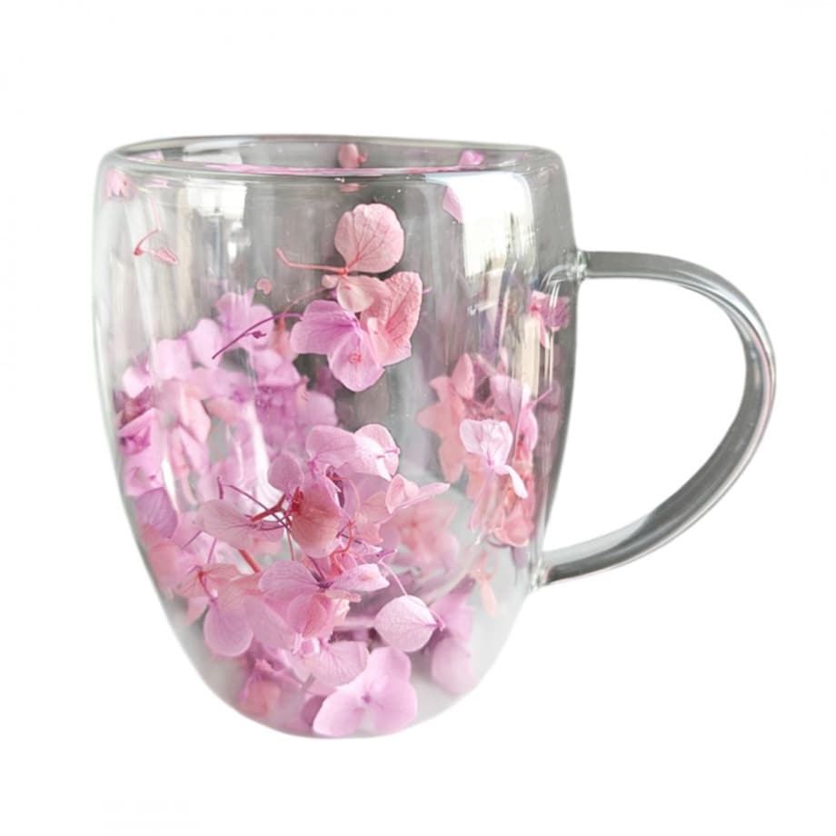 Szklanka termiczna z kwiatami w środku, gipsówka hortensje róż 300 ml 1szt SZK165