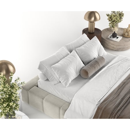 Łóżko tapicerowane KEA 160x200 z pojemnikiem, Jasny Beż, tkanina Terra NW 06