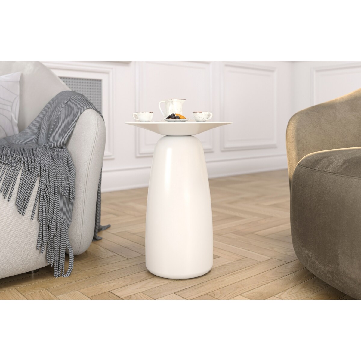 Stolik drewniany różne kolory Baobab 44, kolor biały ral