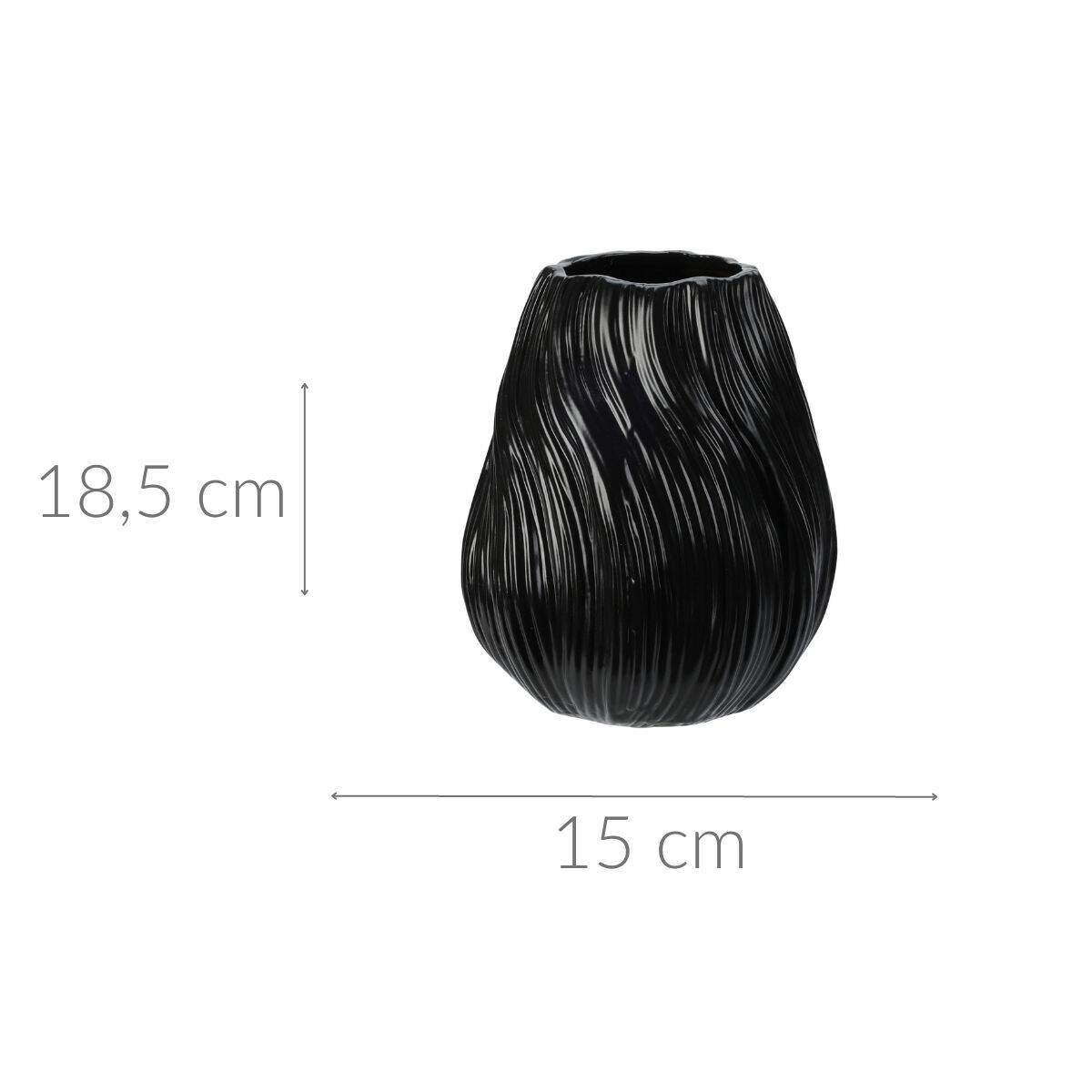 Porcelanowy wazon prążkowany, 15 x 18 cm