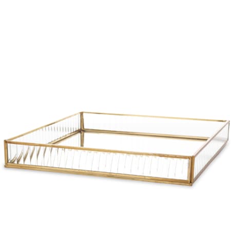 Taca metalowa złota ryflowane szkło 4,5x30,5x30,5 cm