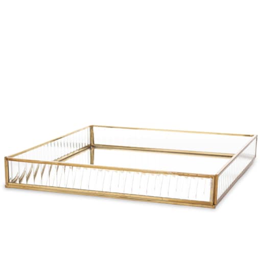 Taca metalowa złota ryflowane szkło 4,5x30,5x30,5 cm
