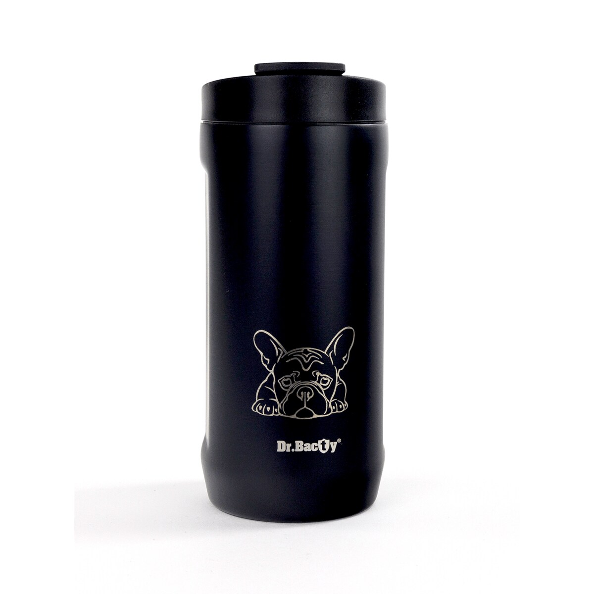 Kubek termiczny 2w1 Dr.Bacty Notus Buldog francuski - czarny
