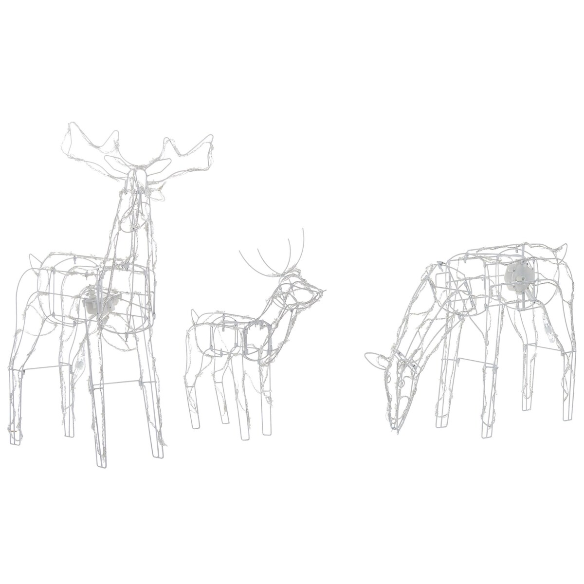 Zestaw 3 dekoracji ogrodowych LED ruchomy renifer 76 cm biały MIKKELI