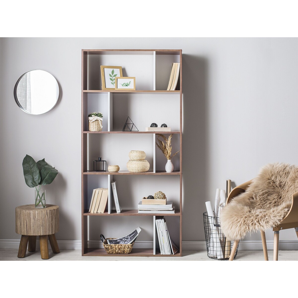 Regał ciemne drewno z białym ORILLA