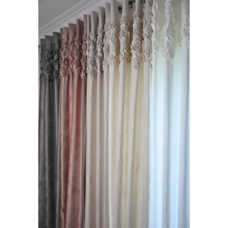 zasłona welurowa "bella rosa" z wyszywanymi różami | taśma | biały