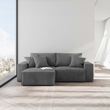 Melow Sofa narożna - szara sztruksowa