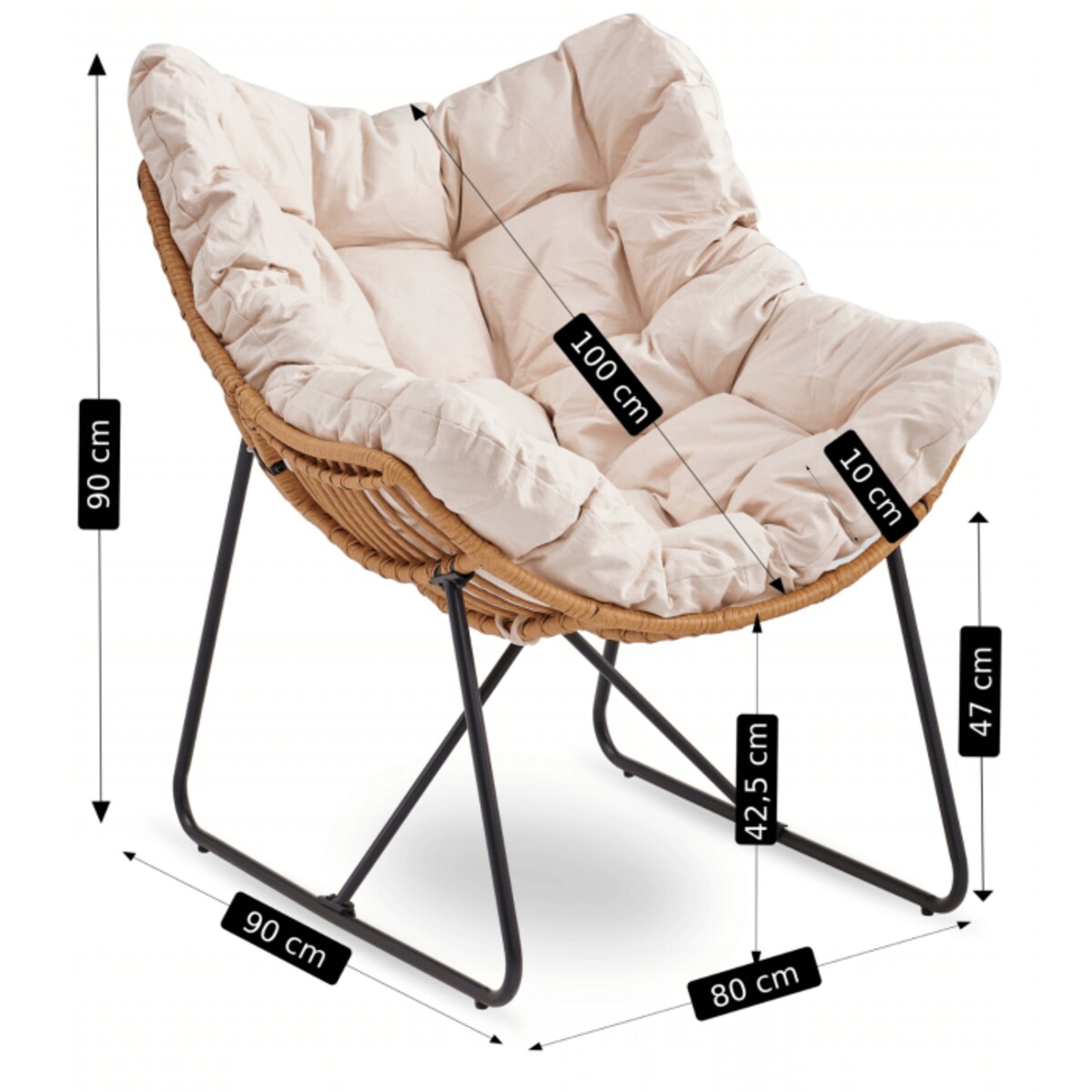 Fotel Ogrodowy Wypoczynkowy Kubełkowy Do Salonu Na Taras Balkon FIN Beż