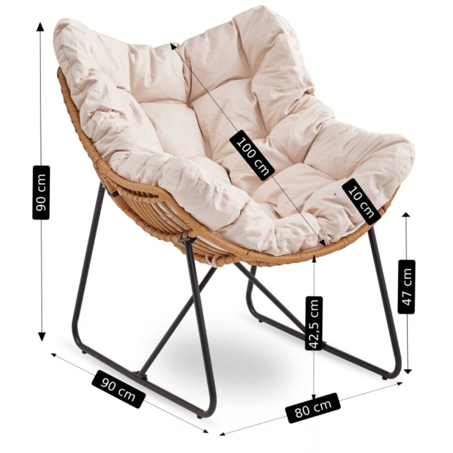 Fotel Ogrodowy Wypoczynkowy Kubełkowy Do Salonu Na Taras Balkon FIN Beż