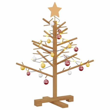vidaXL Drewniana choinka z podstawą Brązowy 75 cm Lite drewno sosnowe