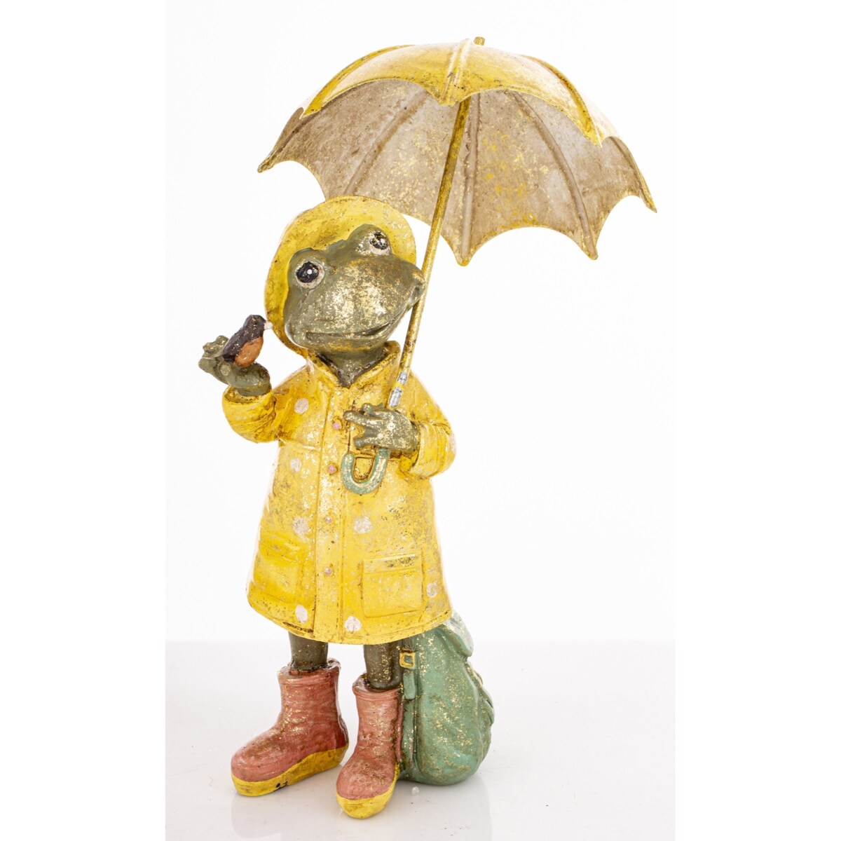 Dekoracja - żabka pod parasolem 19x9,5x9,5 cm ANITA żółta