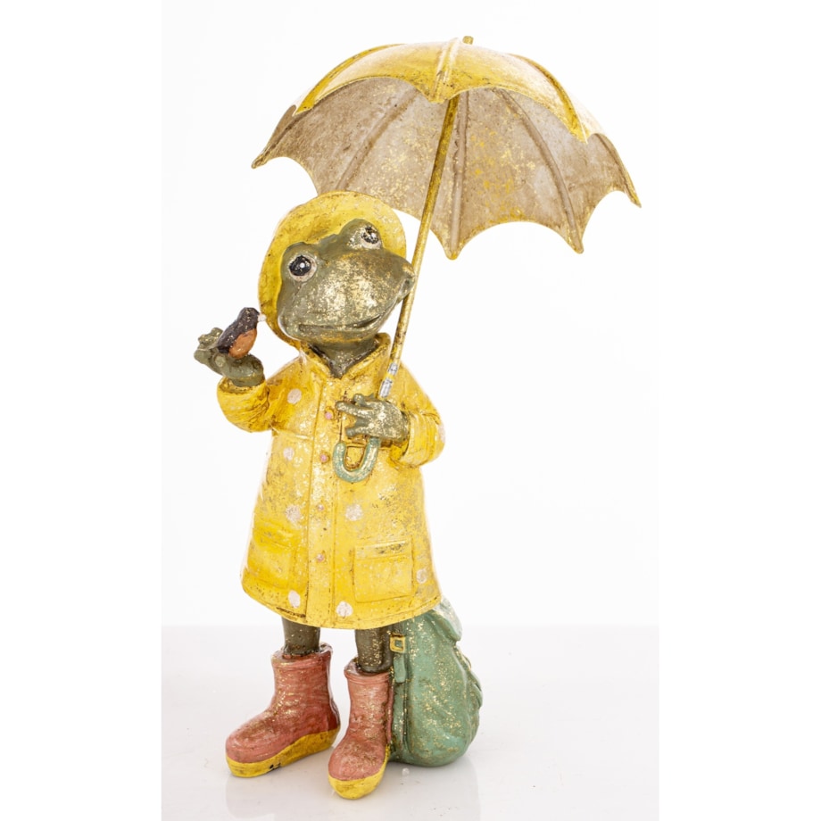 Dekoracja - żabka pod parasolem 19x9,5x9,5 cm ANITA żółta
