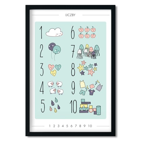 Plakat dla dzieci Liczby miętowe 30x40