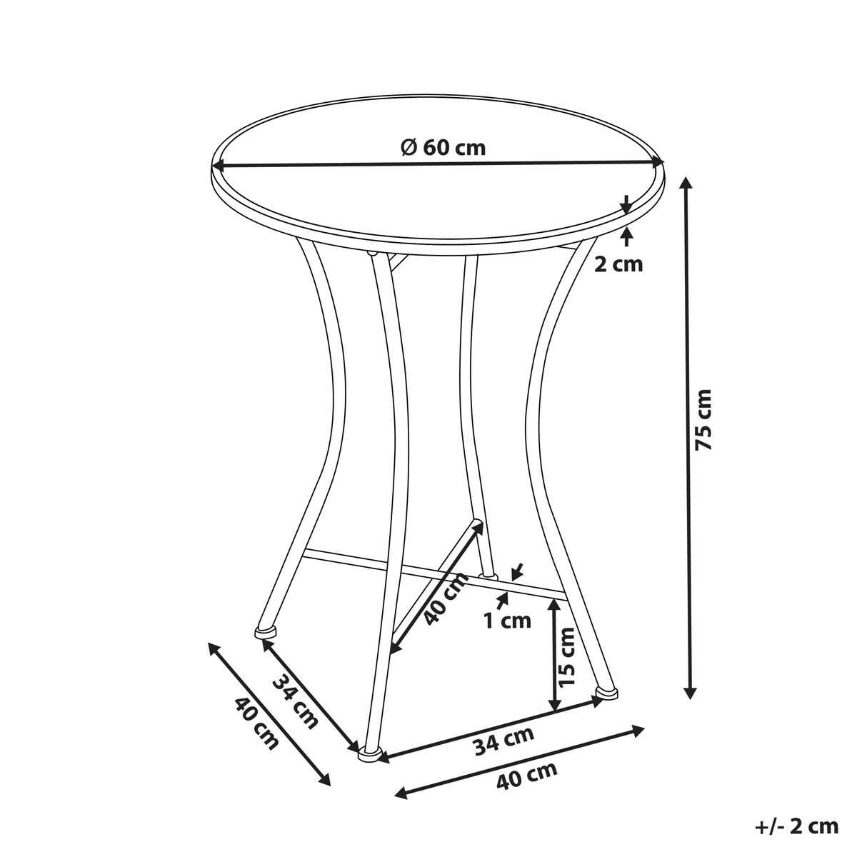 Stolik bistro COLLIO 60 cm 60 cm Metal Czarny