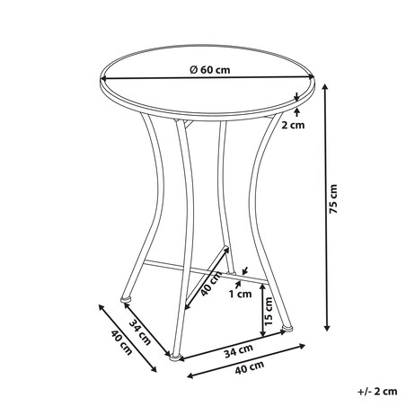 Stolik bistro COLLIO 60 cm 60 cm Metal Czarny