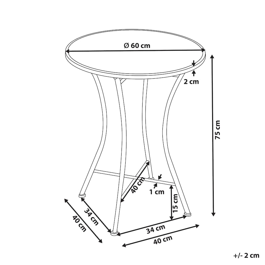 Stolik bistro COLLIO 60 cm 60 cm Metal Czarny