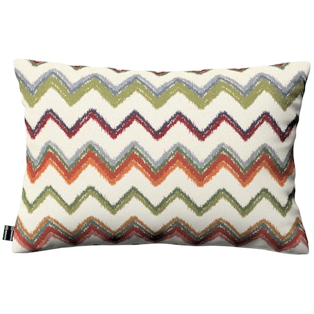 Poszewka Kinga na poduszkę prostokątną 60x40 czerwono-zielone zygzaki na kremowym tle