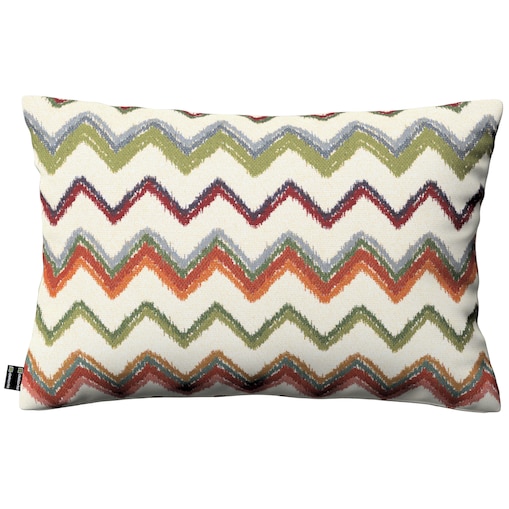 Poszewka Kinga na poduszkę prostokątną 60x40 czerwono-zielone zygzaki na kremowym tle